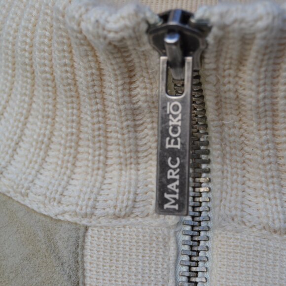 MARC ECKO MENS SUEDE BLEND FULL ZIP SWEATER- Beige color- $48.00 - Picture 9 of 13